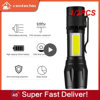 1/2PCS Mini Lanterna de Led Portátil USB Recarregável Lanterna LED Regulável lanterna nos Waterproof a Luz de Trabalho Acampamento