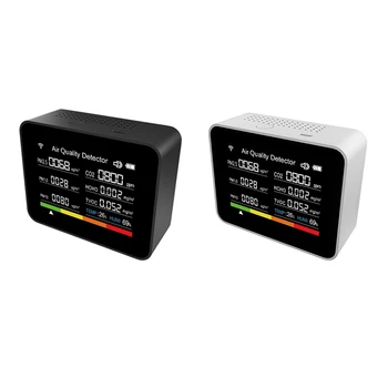 13 Em 1 Tuya wi-FI de Qualidade do Ar Monitor de CO2/COVT/HCHO/PM2.5/PM1.0/PM10/Temperatura/Umidade/Hora/Data/Alarme/Timer