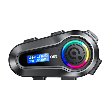 1Set de Capacetes para motociclistas de Rádio FM Fone de ouvido Bluetooth sem Fio 5.3 Impermeável Fone de ouvido Motobike Fone de ouvido +Tela LCD