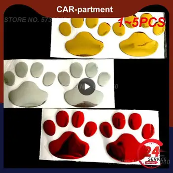 1~5PCS Carro Adesivos e Decalques Pata 3D Animal, Cão, Gato Urso Pé Impressões Pegada Decal Adesivo de Carro Prata Preta Vermelha Dourada