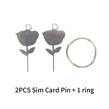 2Pcs/Set Rose Forma de Agulha de Aço Inoxidável para Smartphone Bandeja de Cartão Sim de Remoção de Pino de Ejeção Chave de Ferramenta Universal Dedal