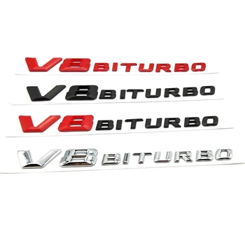 3D ABS V8 BITURBO de Logotipo do Carro Fender Emblema Emblema Adesivo Para a Mercedes AMG W212 W213 W204 W205 W222 S63 C63 E63 GLC63 GLE63 G63