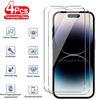 4Pcs Completo Tampa de Vidro de Proteção Para o iPhone 14 15 11 12 13 Pro Max Protetor de Tela No iPhone X XR Xs Máximo 14 15 Mais de Vidro