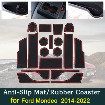 Anti-Derrapante Esteiras Porta Copo, Porta Groove Almofadas para Ford Mondeo 2014~2022 Buraco Almofada Interior do Carro Estilo Acessórios Criativos Gadgets