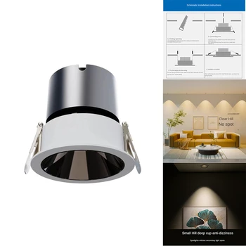 Anti-Reflexo Refletor LED Recessed o Downlight Dimmable 7W Alumínio Sala de Jantar, Escritório, Loja Iluminação do Quarto