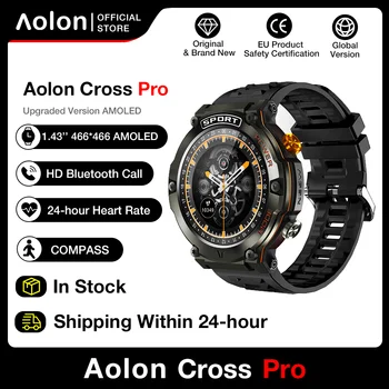 Aolon Cruz Pro Smart Watch Bússola Amoled de Chamada Bluetooth Smartwatch de 1,43 polegadas 466*466 Tela 420mAh Bateria Dinâmica da frequência Cardíaca