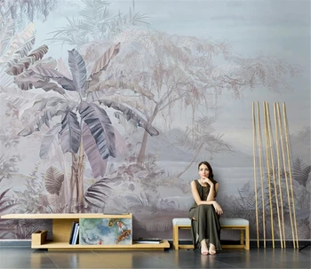 beibehang Personalizado Sudeste da Ásia Folha de Bananeira Mural de parede PLANO de Fundo 3D Papel de Parede decoração sala de estar da melhoria home