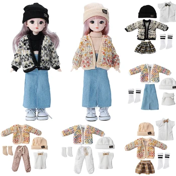 Bonito Camisola Conjunto de 1/6 Bjd Boneca, Acessórios de vestuário Feminino e Masculino Boneca Terno de Saia 30cm Boneca Crianças Meninas Brinquedo de Presente