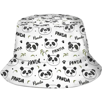 Bonito Panda Pescador Cap Hip Hop Gorras Unisex Animais De Impressão Chapéu De Balde Ao Ar Livre Jardinagem Praia Camping, Caminhadas, Pesca Caps