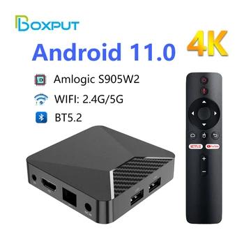 BOXPUT iATV Q5 Plus Mini Smart TV Caixa de BT5.2 100M 11 Android TV Box Amlogic S905W2 4K HDR 2,4 G/5G wi-FI Set-Top Box Media Player