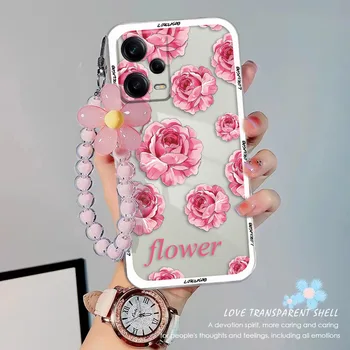 Cor-de-rosa 3D Flor do arco-íris Case Para Samsung Galaxy S22 S22 Ultra S22 Mais o Coração do Amor do Arco Travar Cadeia Claro Telefone de Tpu Capa