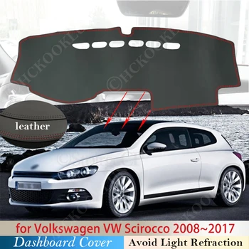 Couro do PLUTÔNIO para o Volkswagen VW Scirocco 2008 ~ 2017 Esteira antiderrapante Tampa do Painel de controle Pad-Sol Dashmat o Tapete do Carro Acessórios 2015