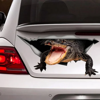 Crocodilo Carro Decalques de Vinil Adesivos de Carro Decorações de Répteis Adesivos de Carro Engraçado Decalques Adesivos 3D Animal de Decalques de Acessórios