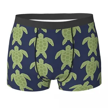 Cuecas Boxer Shorts Tartaruga-Verde Design Calcinha Masculina roupa interior Respirável para Homme Homem Namorado Presentes