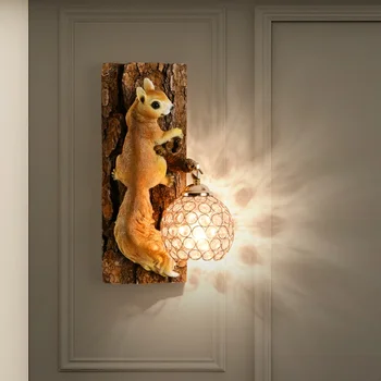 Esquilo Lâmpada de Parede Criativo Filhos da Luz Meninos e Meninas, Sala de estar, Quarto de Cabeceira Lâmpada Decoração Estudo Americano Animal