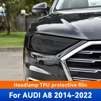 Faróis do carro do Filme Protetor do Farol Dianteiro Tampa Fumê Preto TPU Filme Acessórios Adesivo Para Audi A8 2014-2022 2021