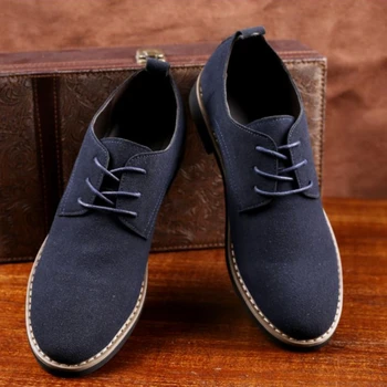 Homens Sapatos de Camurça Laço Sapatos Oxford Azul para os Homens Apartamentos dos Homens de Moda Tênis Outono Respirável, Confortável e Casual Homem Sapatos 2024