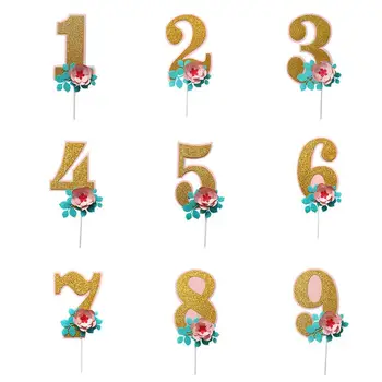 Moda Criativa Bolo Topper Decorativos Número Floral Cupcake Escolher O Bolo Topper Para Decoração Do Bolo De Aniversário Festas