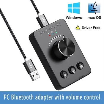 Multimídia USB Botão de Controle, Controlador de Volume com Dual Áudio de 3,5 mm Portas, Uma Chave de Mute, Volume 3 Co