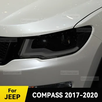 Para JEEP Compass 2017-2020 o Farol do Carro Preto Capa Protetora de TPU Película Frente Tonalidade de Luz mudam de Cor Etiqueta Acessórios