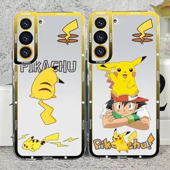 Pikachu Pkemon Anime Caso De Telefone Claro Para Samsung S20 S21 S22 S23 A11 A13 A22 A31 A32 A51 A52 Plus Ultra Olhos De Anjo Macio Coque