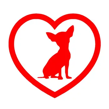 Reflexiva Decalques Adesivo Decoração Bonito Chihuahua Cão Coração De Veículos Do Corpo Janela