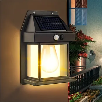 Solar Novo Filamento De Tungstênio Da Lâmpada Ao Ar Livre Impermeável Inteligente De Indução Lâmpada De Parede Pátio Com Jardim Villa De Iluminação, A Luz Da Noite