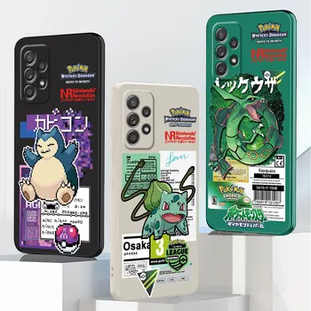 TPU Pokemon Case para Samsung Galaxy A54 A24 A21s A32 A42 A22 A72 A13 A52 A11 A12 A73 A23 A34 A53 A33 Praça Líquido Capa Luxo