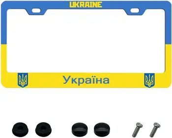 Ucrânia Placa de Licença Flage Quadro Nacional de Azul e Amarelo Україна Adequado para Mulheres, Homens da Placa de Licença Escudo Quadro 12x6 Polegadas