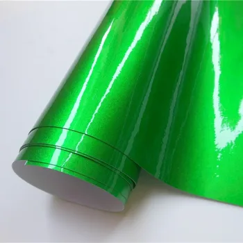 Ultra Maçã Verde Metálico Brilhante Vinil Envoltório Carro Envolver A Película Folha De Veículo Adesivo Decalque Do Motor Computador Móveis De Auto Gráfico