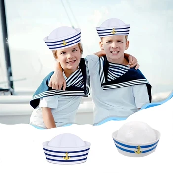 Unissex Adulto Chapéu de Cosplay Chapéu de Capitão da Marinha Chapéu com Bordados Âncoras M6CD